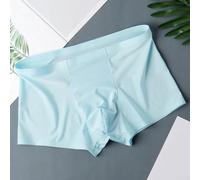 Calzoncillos tipo bóxer simples pero funcionales para hombre, cómodos, de seda helada, diseñados para adaptarse bien a todos los tipos de cuerpo (L, azul claro)