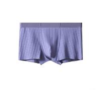 Calzoncillos tipo bóxer simples y sólidos para hombre, transpirables, cintura media, ropa interior con estilo de esquina plana para un uso diario cómodo (L, morado)