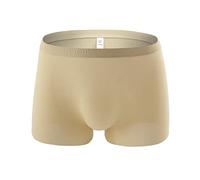 Calzoncillos tipo bóxer sin costuras para hombre, ultra finos, transpirables, ligeros, con cintura elástica, suaves y sedosos, invisibles, sin rastro, caqui, M