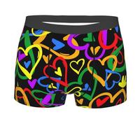 Calzoncillos tipo bóxer suaves con estampado de arcoíris para hombre, ajuste elástico, cómodo, casual, deportes, uso diario, Negro, S