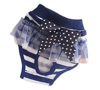Calzoncillos transpirables para mascotas, diseño de lazo, suaves, pantalones menstruales para cachorros, color azul oscuro, talla XL