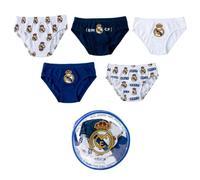 Calzoncillos y Braguitas Niños Real Madrid + Neceser Redondo - Pack Calzoncillos o Braguitas Niños Suaves Transpirables, Ropa Interior Infantil Real Madrid