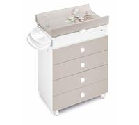 CAM Asia - Cómoda cambiador multiusos para bebés de 0 a 12 meses, color blanco y marrón, incluye bañera y cambiador