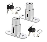 Cam Lock,Cerradura de cajón 2 piezas, cierre de émbolo plateado con llave para archivadores, armario, vitrina, muebles, diámetro de 16 mm (22MM,2PCS)