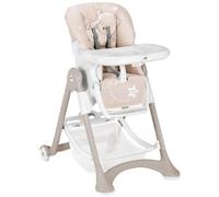 CAM Pione - Silla alta Pione S2300-C260B Luna Bear- Silla de alimentación, de 0 a 36 meses, cómoda y suave, arnés de seguridad de 5 puntos, ruedas traseras con freno, 2 bandejas ajustables y