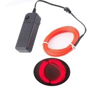 CAM2 Luces de neón de 5 m, alambre alimentado por pilas, alto brillo, electroluminiscencia, multicolores, alambre EL para fiestas de Navidad, decoración de interiores, decoración de bodas, pub (rojo)