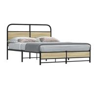 Cama 120x190cm con cabecero - estructura robusta de acero y madera, somier de láminas, 27 cm de espacio de almacenamiento debajo de la cama, Roble Sonoma, Con cabecero y pie de cama bajo doble