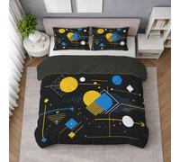 Cama 135 Funda Nórdica de Microfibra Tacto Extra Suave para Edredón, Abstracto Geométrico Lunares Arte Lineal, Juego de Funda por Funda Nordica 200 x 200 cm + 2 Fundas Almohada 50 x 75 (Gris Carbón)