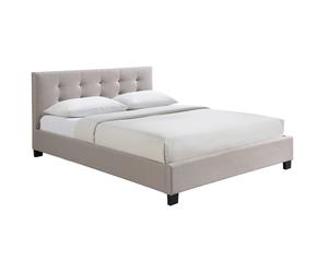Cama 160 x 200 tela beige acolchada MARQUISE