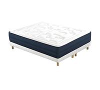 Cama 180 × 200 cm con somieres tapizados y colchón viscoelástico BENJI