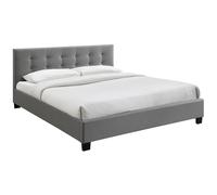 Cama 180 x 200 tela gris acolchada MARQUISE