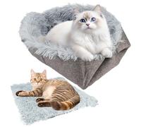 Cama 2 en 1 para Gatos y Perros, Alfombra Cama de Felpa para Mascotas, Gris