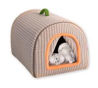 Cama 2 en 1 para perros, acogedora cueva para mascotas, antideslizante, XL, XXL, plegable, con mango de cojín cálido extraíble, antiansiedad, casa para gatos para perros medianos (L-60 x 42 x 38 cm, A