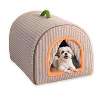 Cama 2 en 1 para perros extra grande para mascotas, caseta plegable calmante con cojín suave y cálido, lavable y extraíble para perros y gatos de interior (gris, XL-75 x 50 x 50 cm)