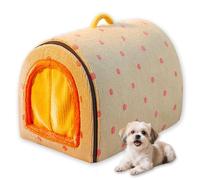 Cama 2 en 1 para perros extra grande para mascotas, caseta plegable calmante con cojín suave y cálido, lavable y extraíble para perros y gatos de interior (verde, M-50 x 40 x 36 cm)