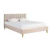 Cama 2 plazas 160 x 200 cm de tela beige DIANE