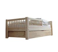 Cama 90x190 con barandilla somier y cajón adèle madera