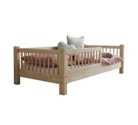 Cama 90x190 con barandilla y somier patas de 10 cm adèle madera