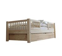 Cama 90x190 con barandillas somier y cajón adèle madera