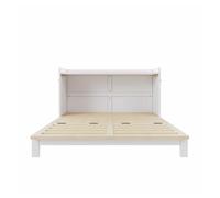 Cama abatible 140x200 cm - cajones inferiores, usb y enchufe, led, plataforma convertible, sin colchón, blanco