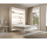 Cama abatible 160 x 200 cm - Apertura vertical manual - Con LEDs - blanco - RAPILI