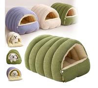 Cama acogedora para gatos monstruos, cueva para mascotas de interior, forro polar, suave, antideslizante, extraíble, lavable, bonita casa para perros pequeños y mascotas (verde, M)
