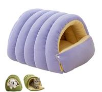 Cama acogedora para gatos monstruos, suave y cálida, cueva de felpa para gatos y perros pequeños, cojín extraíble lavable, nido de gatito interior para mayor comodidad y relajación (morado, M)