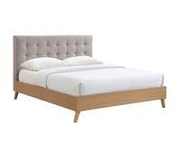 Cama adulto estilo nórdico madera y tejido beige 160 x 200cm LYNN