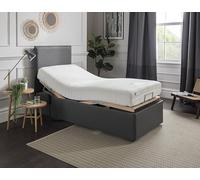 Cama ajustable con colchón de tacto suave y medio, estilo ejecutivo, fabricado en el Reino Unido, color gris Ronnie, tamaño individual de 3 pies 6 pulgadas