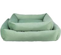 TRIXIE Cama para Perros Alena 60 x 50 cm en Azul y Gris - Cama con Suave Funda de Terciopelo, Cesta para Perros pequeños, cojín Integrado Fijo, Base Antideslizante, Suave y Lavable - 37790