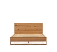 Cama Alguema con chapa de roble y acabado natural para colchón de 160x200 cm