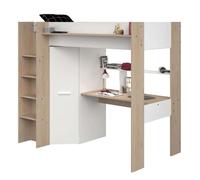 Cama alta high con armario y escritorio en varios colores 90x200 cm