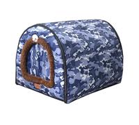 Cama antideslizante 2 en 1 para perros, casa para mascotas interior con cojín esponjoso, cama para mascotas para perros y gatos, cama antiansiedad para cachorros con techo, tienda de campaña cálida