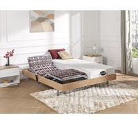 Cama articulada eléctrica con memoria de forma y bambú LYSIS III de NATUREA - Motores OKIN - 2x90x200 cm - Roble marrón topo