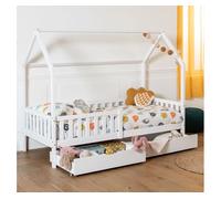 Cama cabaña blanca con cajones para niños marceau 190x90cm