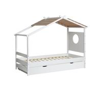 Cama cabaña + cama de arrastre madera blanco 90x190cm 209 cm