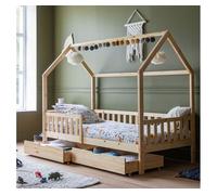 Cama cabina infantil en madera natural con cajones marceau 197x98x162 cm