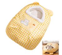 Cama cálida para gatos, cama cubierta para gatos, cueva portátil para mascotas con cojín suave, refugio con diseño lavable, nido de dormir para gatos para sofá, cama, silla, suelo (amarillo, 55 x 40