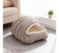 Cama calmante semicerrada para gatos, casa extraíble para perros medianos y pequeños, iglú, tienda de campaña cálida para gatos, camas para mascotas, lavable, nido portátil para perros (negro, S-48 x
