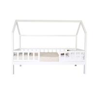Cama casita con barandilla madera blanco 90x190cm