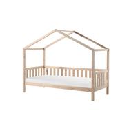 FURNLUX Dallas - Cama infantil (90 x 200 cm, madera de pino, con rejilla lateral, marco de cama con colchón, 97 x 211 x 170 cm)