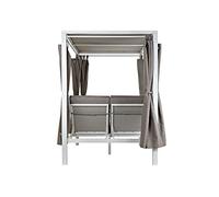 Cama Chill out con Doble toldo Aluminio Blanco y Gris con Cortinas y colchonetas 148X188X205 cm