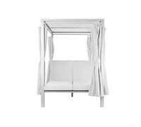 Cama Chill out con Doble toldo Aluminio Blanco y Textil Blanco con Cortinas y colchonetas 148X188X205 cm