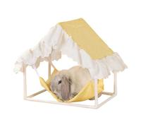 Cama Chinchilla | Hamaca con marco - Camas de animales pequeños con patrón de cuadros amarillos | para el hogar, dormitorio, jaulas esquineras, recinto de hábitat