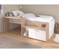 Cama combinada 90 x 190/200 cm - Color: Natural y blanco + Somier + Colchón - MIVONA