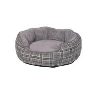 Cama cómoda redonda Classic "KAPU" gris a cuadros; Ø 70 x 20 cm