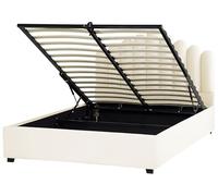 Beliani Cama con almacenaje de Terciopelo Blanco Negro 160 x 200 cm somier Listones Vincennes