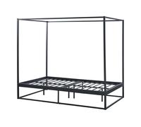 Cama con baldaquín kristianstad para dosel metal 120x200cm - negro [en.casa]