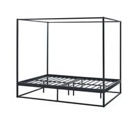 Cama con baldaquín kristianstad para dosel metal 140x200cm - negro [en.casa]