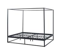 [en.casa] Estructura de Cama con Dosel Kristianstad Marco Alto con 4 Esquinas para Cortinas Mosquitera Luces Somier Techo Ambiente Acogedor máx. 200 kg Metal 160 x 200 cm - Negro